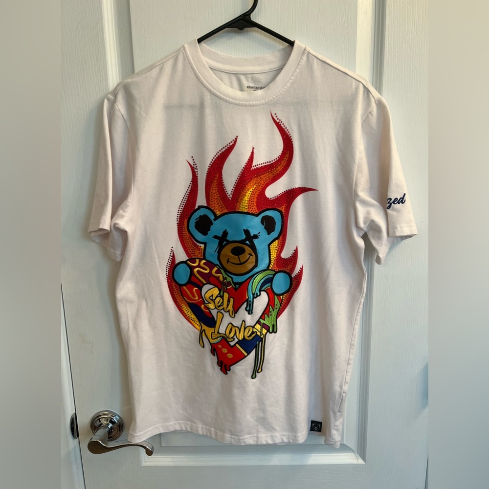 Civilized 'Self Love' White Fashion T Shirt Bear - Men's Size Small S